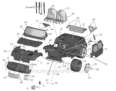 Part Location Diagram of G3740-2409 Power Wheels Left Wheel